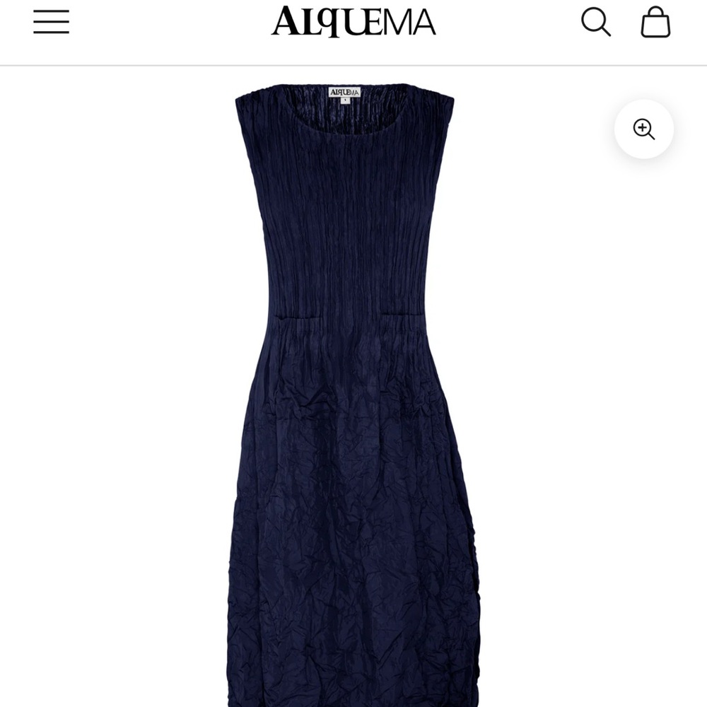 Alquema Smash Pocket Dress Women's Medium Reverse Satin Blue Sleeveless